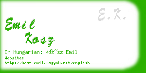 emil kosz business card